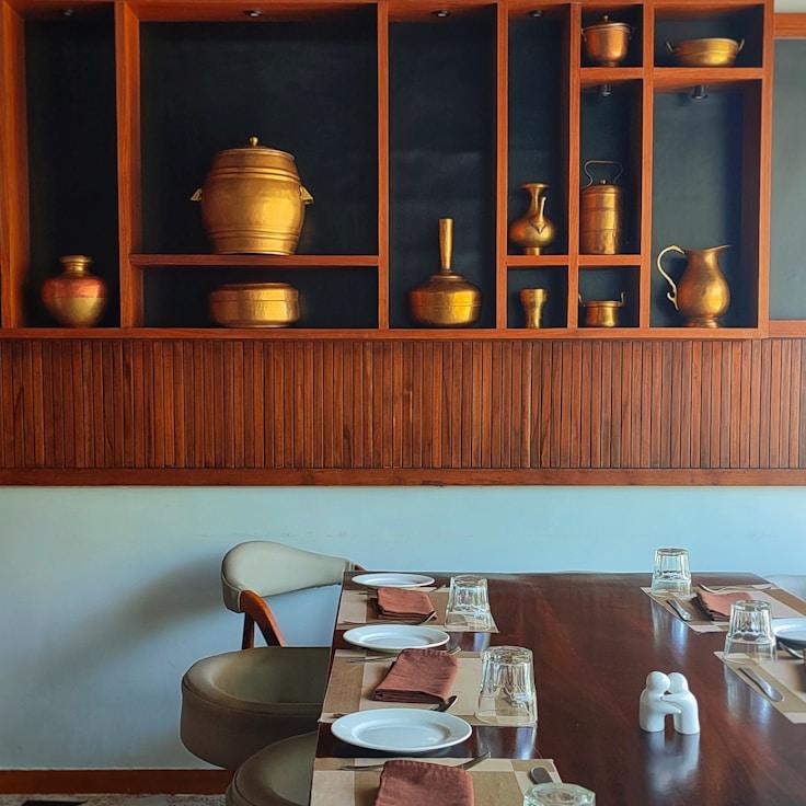 Restaurant interior with private family seating